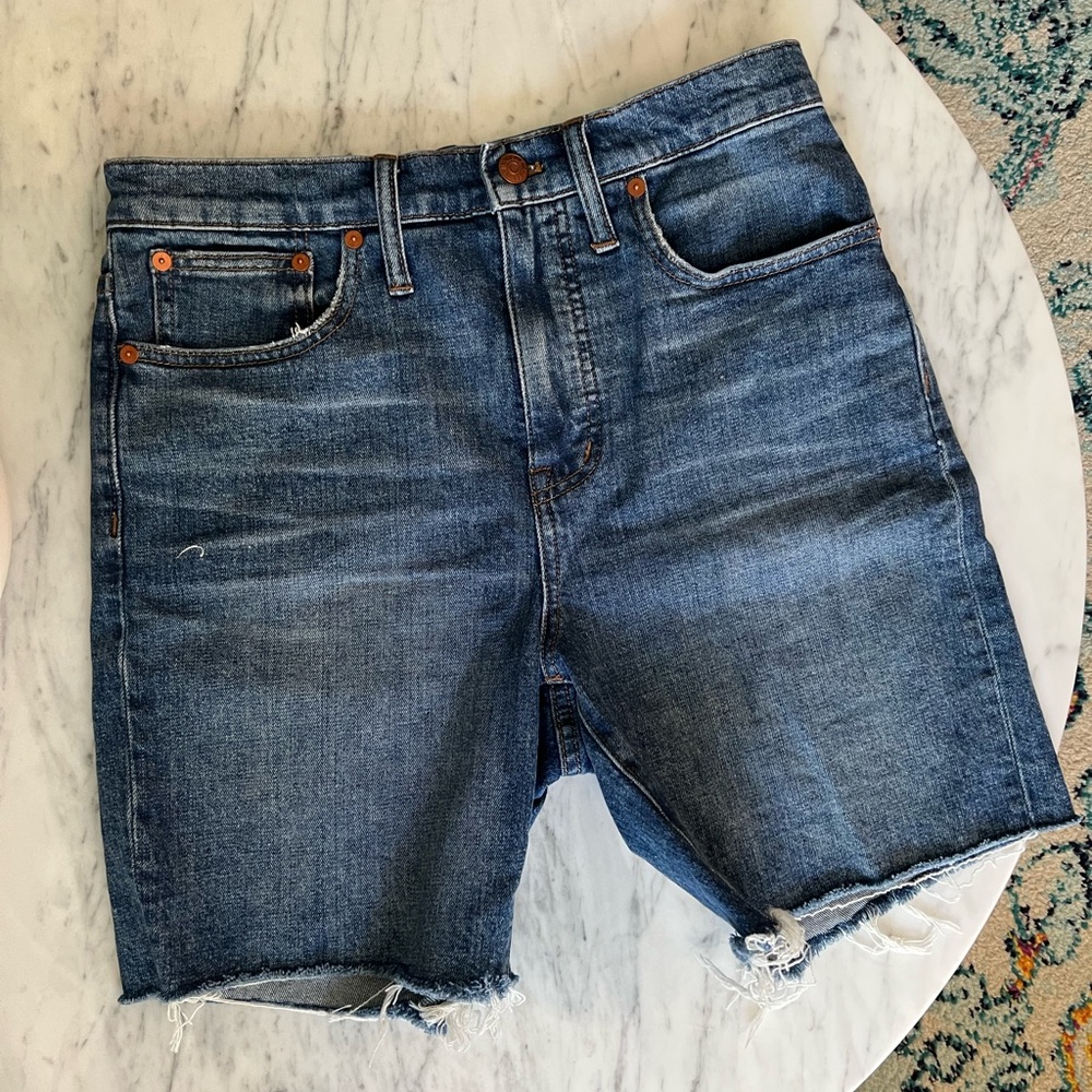 Madewell high rise mid length Jean shorts